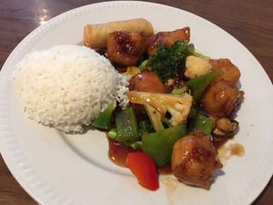 empire soy chicken lunch combo at Green Sprout in Atlanta