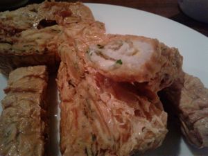 Crispy soy fish - basically a fancy fish stick but it had the closest texture to real fish that I've ever experienced! at Green Sprout in Atlanta