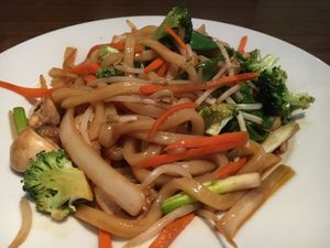 Udon Noodles with veggies at Green Sprout in Atlanta