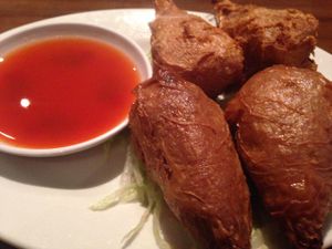 crispy soy chicken drumsticks  at Green Sprout in Atlanta