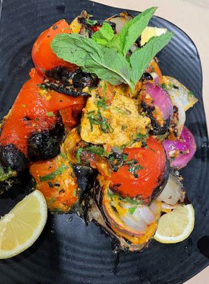 Tandoori Vegetable and Tandoori Tofu made in charcoal oven at Vegan Earth Food in Alhambra