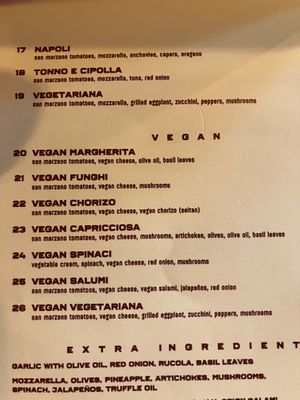 Menu at Pizza Bertoldi - Jakubská in Prague