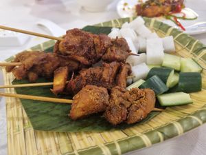Satay with peanut sauce at Green Feel Restaurant in Masai