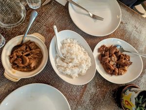 Vegan Chicken in Garlic Sauce. Steamed Rice. Vegan Duck with Plum Sauce. at Thi Vietnamese in 