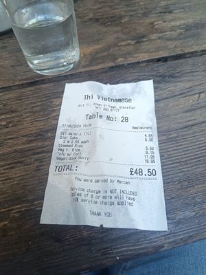 Our bill at Thi Vietnamese in 
