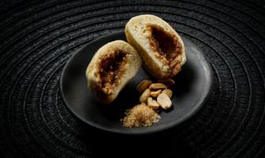 Bao Hotpank:
Fluffy steamed bun filled with nuts, warm spices & rice syrup. Sweet, soft, and totally addictive. at Ishiki - Cloud Kitchen in Mexico City