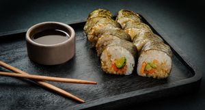 Belga Roll:
Rice-outside roll filled with Brussels sprouts, tofu-based vegan cream cheese & carrot. Creamy, crunchy & fresh in every bite. at Ishiki - Cloud Kitchen in Mexico City