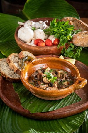 Garlic mushrooms casserole. at Maxan in Antigua