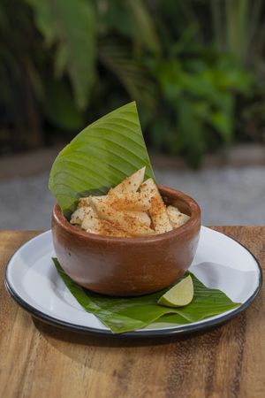 Jicamas con limón, chile y pepitoria at Maxan in Antigua