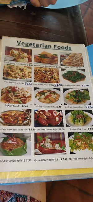 Vegetarian/vegan menu at Khmer Taste in Siem Reap
