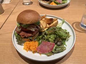 Vegan burger French fries set  at Common Well  in Kyoto