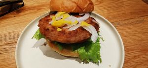 Vegan burger at Common Well  in Kyoto