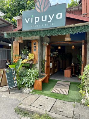 Vegan juices and oatmeal bowls. Note: They do use honey on the oatmeal bowls but they should ask if you want it or not.  at Vipuya Bowls & Juice in Chiang Mai