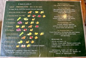 I nice range of cold pressed juices and protein shakes   at Vipuya Bowls & Juice in Chiang Mai