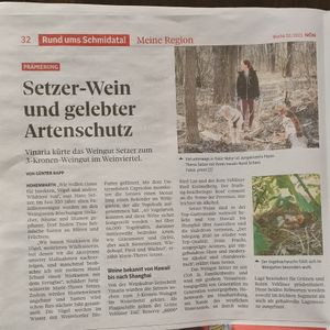 We support wild animals in our vineyards. Every year we plant trees and bushes for food and shelter. We build nesting boxes and check the acceptance. at Weingut Setzer in Hohenwarth