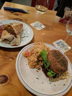 Burrito and black bean burger  at Kombuse in Mannheim