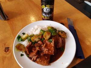 Dish of the day: soy goulash with French red wine sauce at Kombuse in Mannheim