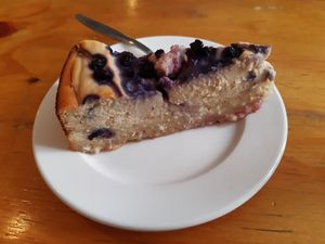 Cake of the day: vegan blueberry cheesecake at Kombuse in Mannheim