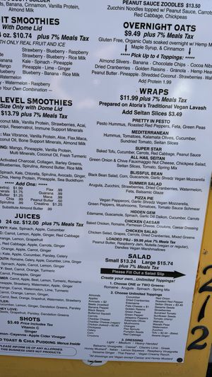 Location menu  at Grab 'n Go Health Bar in Provincetown