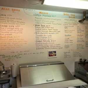Wall menu at Grab 'n Go Health Bar in Provincetown