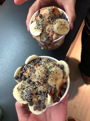 Peanut butter ice cream sundaes at Grab 'n Go Health Bar in Provincetown