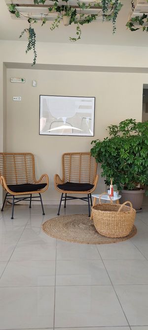 Reception area at GOJI Vegan Hotel in Rhodes