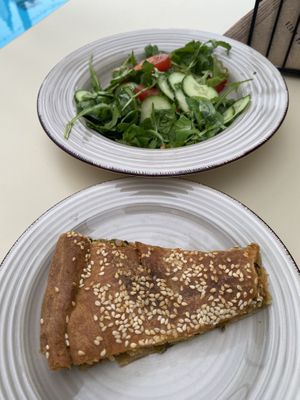 Mixed Veg Pie with side salad   at GOJI Vegan Hotel in Rhodes