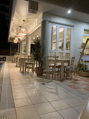 Dinner tables   at GOJI Vegan Hotel in Rhodes