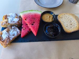 Breakfast plate at GOJI Vegan Hotel in Rhodes