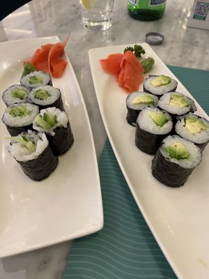 Cucumber and avo maki rolls  at Sushi Library in Riyadh
