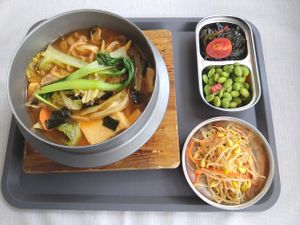 Spicy tofu hotpot, with noodles option at Veggie All In - 歐迎食素 in Kaohsiung