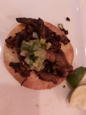 1 of the 3 steak tostadas at MeeT on Blanshard in Victoria