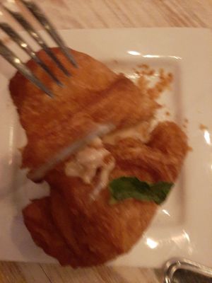 "Cronut" dessert .... blurry photo because we were savagely tearing into it, about to devour at MeeT on Blanshard in Victoria