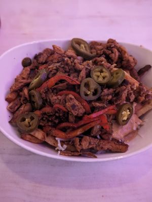 Philly Cheezsteak Poutine at MeeT on Blanshard in Victoria