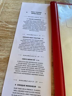 July specials   at MeeT on Blanshard in Victoria