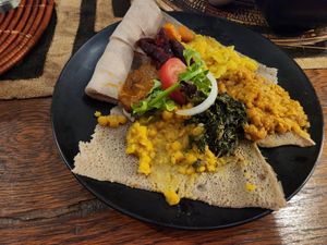 Veggie sampler (forgot to take this before starting to eat) at Madam Taitou in Cape Town