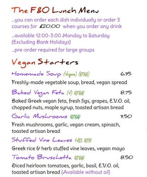 Vegan special menu deal at The Fig & Olive in Douglas