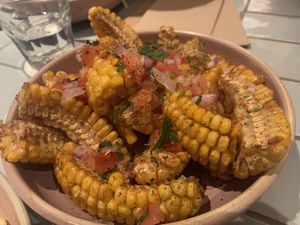 Delicious piping hot corn ribs  at Salty's in Bondi Beach