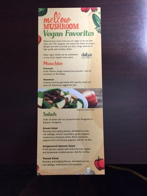 Vegan menu 1  at Mellow Mushroom - King St in Charleston