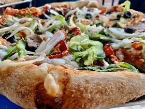 Vegan pizza at Mellow Mushroom - King St in Charleston