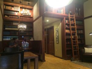 Library ambiance at Fruitive in Virginia Beach