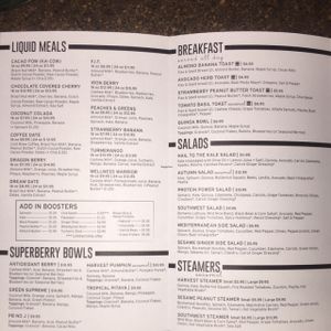 menu at Fruitive in Virginia Beach