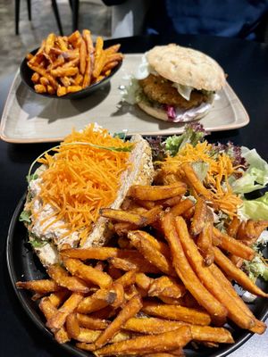 Burger + Sweetpotato Fries  at To Kafe Tis Chrysanthi's in Larnaca