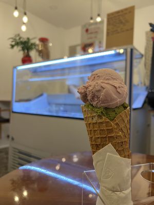 Yuzu dragon fruit + matcha ice cream   at Thanh Glado in Ho Chi Minh City
