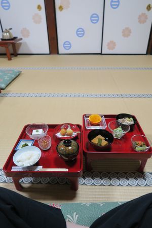 Dinner menu for 1 person  at Yochi-in Temple Pilgrim's Lodging in Koya