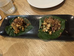 Beetle leaves with tofu   at Little Pearl in Manly