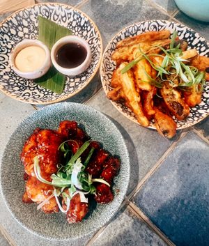 Honey Glazed Cauliflower & Eggplant Tempura   at Little Pearl in Manly