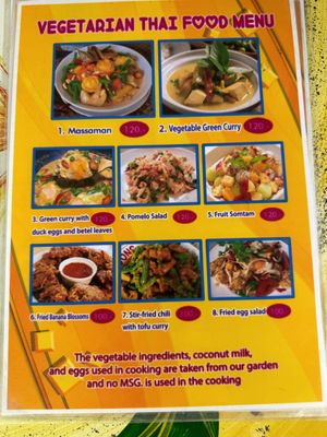 Menu  at Supranee Vegetarian Food in Koh Phayam