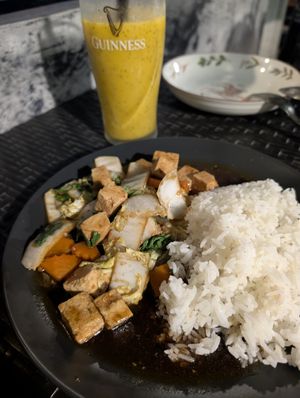 Rice and Tofu Basil at Supranee Vegetarian Food in Koh Phayam