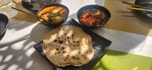 Vegetable Makhani, Bhindi Masala, Plain Roasted Papads (Photo by Catherine Cheng) at Woodlands - Wan Chai in Hong Kong Island